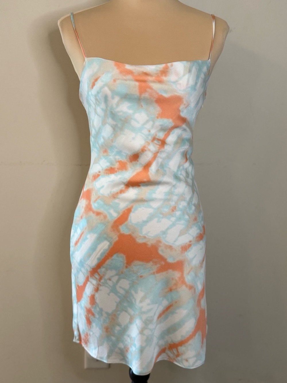 Cotton Candy LA tie dye mini dress back cutout teal orange white SM - Picture 5 of 15